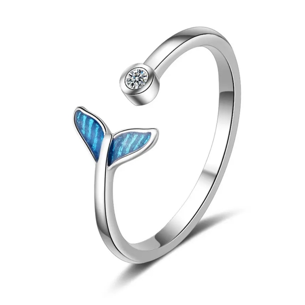 Silver Mermaid Tail CZ Ring